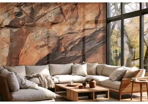 Carta da parati effetto pietra rossa