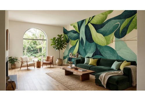 Carta da parati astratta in tonalità del verde 2