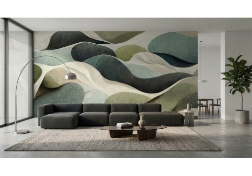 Carta da parati onde verdi astratte 2