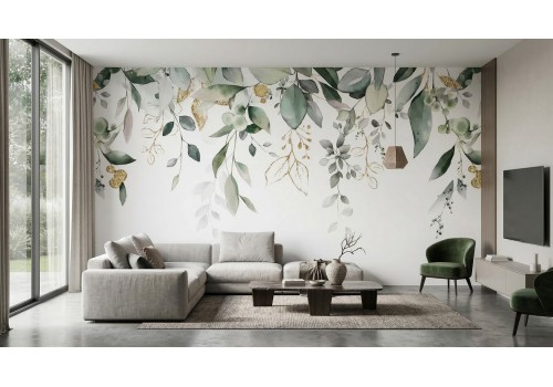 Carta da parati foglie acquerello | Made in Italy