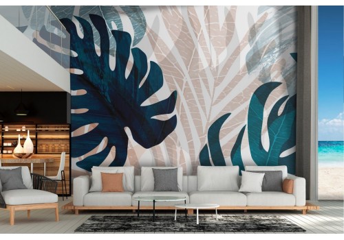Tropical leaves modern abstract nature wallpaper