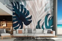 Tropical leaves modern abstract nature wallpaper