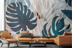 Carta da Parati foglie tropicali natura astratta moderna