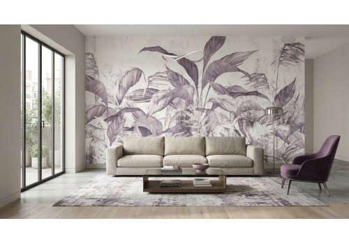 Carta da parati foglie viola vintage