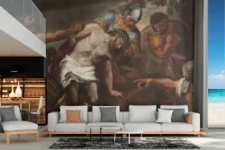 Painted Wallpaper Crucifixion Art