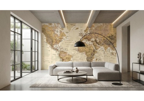 Carta da parati mappamondo citta famose vintage 2