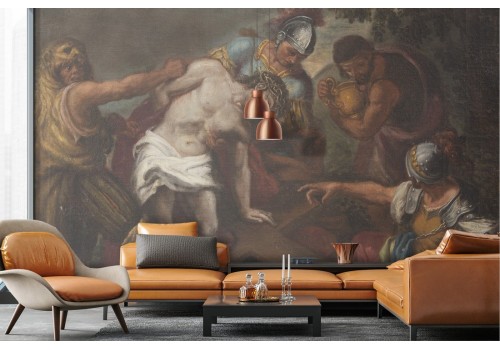 Painted Wallpaper Crucifixion Art 2