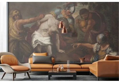 Painted Wallpaper Crucifixion Art 2