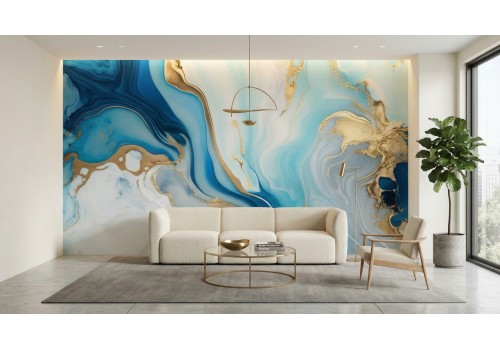 Carta da parati astratta blu e oro