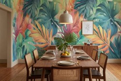 Carta da parati foglie tropicali