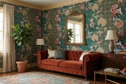 Carta da parati floreale verde