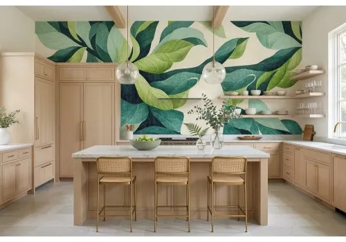 Carta da parati astratta in tonalità del verde 2