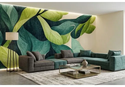 Carta da parati foglie verdi astratte