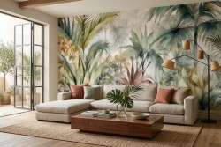 Carta da parati giungla salotto