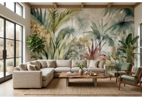 Carta da parati giungla acquerello