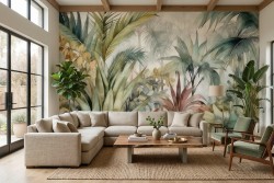 Carta da parati giungla acquerello