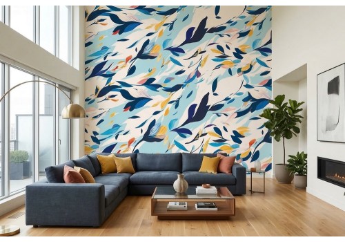 Carta da parati foglie colorate astratte