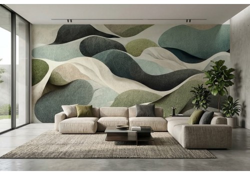 Carta da parati onde verdi astratte