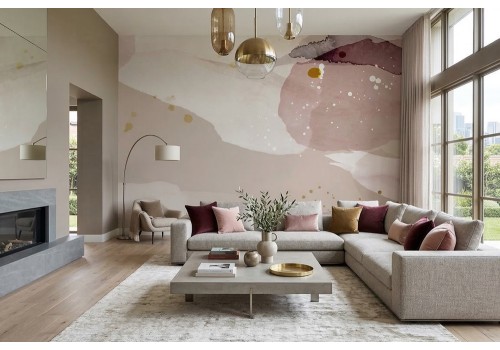 Carta da parati astratta rosa acquerello 2