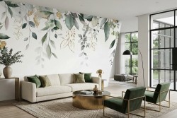 Carta da parati foglie acquerello | Made in Italy