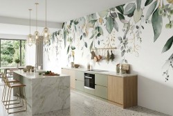 Carta da parati foglie acquerello | Made in Italy