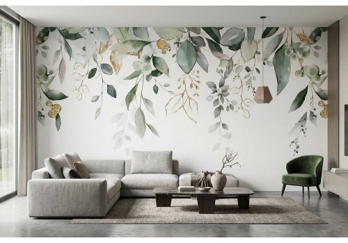 Carta da parati foglie acquerello eleganti