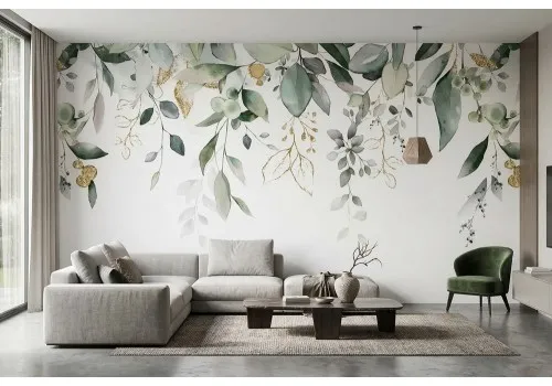 Carta da parati foglie acquerello eleganti