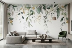 Carta da parati foglie acquerello | Made in Italy