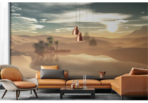 Desert oasis landscape wallpaper 2