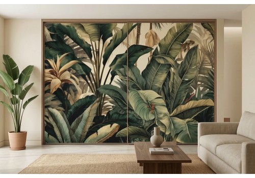 Carta da parati foglie giungla tropicale 2