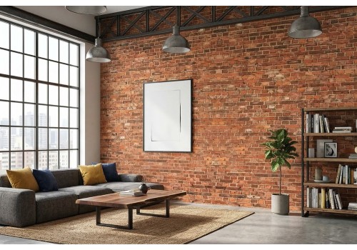 Carta da parati effetto mattoni rossi