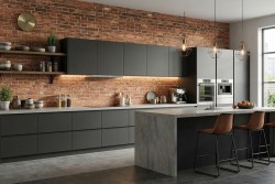 Carta da parati effetto mattoni rossi cucina