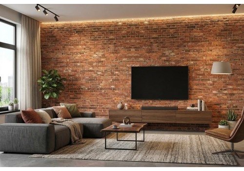 Carta da parati effetto mattoni rossi 2