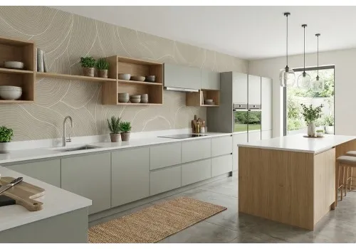 Carta da parati onde astratte fondo beige 2