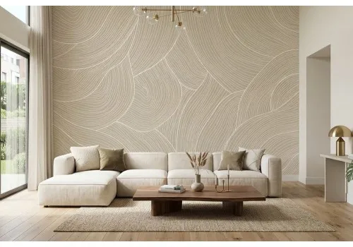 Carta da parati onde astratte fondo beige