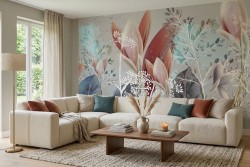 Carta da parati floreale elegante salotto