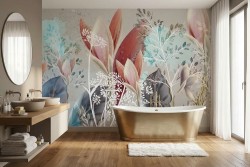 Carta da parati floreale elegante bagno