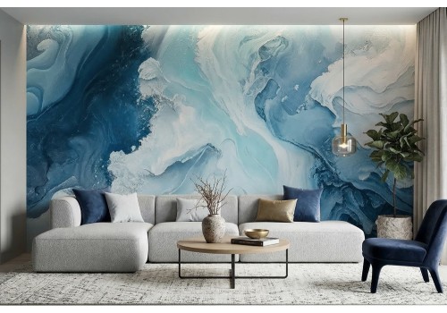 Carta da parati onde blu astratte