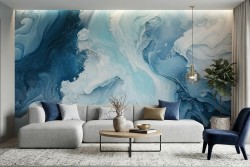 Carta da parati blu astratto moderna | Certificata