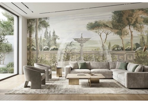 Carta da parati giardini toscani vintage