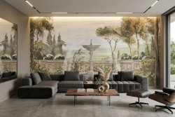 Carta da parati giardino salotto