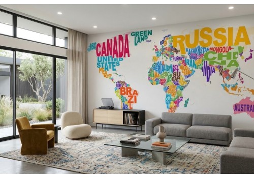 Carta da parati mappamondo colorato nazioni 2