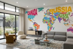 Carta da parati mappamondo salotto