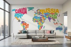 Carta da parati mappamondo colorato nazioni