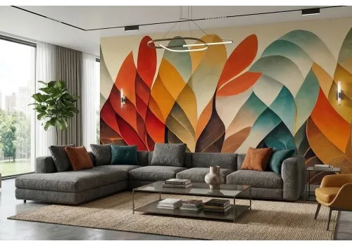 Carta da parati foglie astratte colori autunno 2