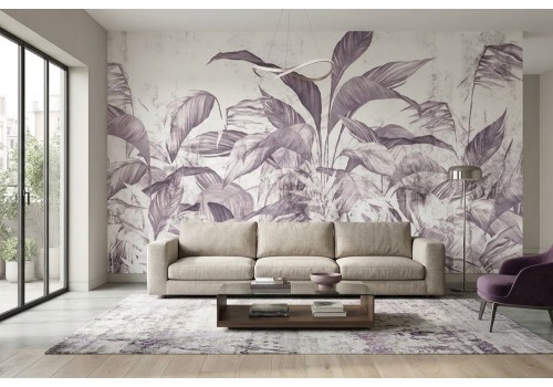 Carta da parati foglie viola vintage