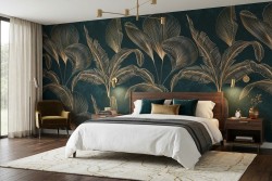 Carta da parati tropicale dorata