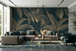 Carta da parati foglie tropicali salotto