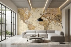 Carta da parati mappamondo elegante salotto