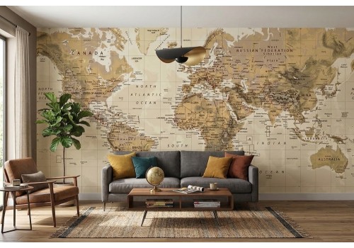 Carta da parati mappamondo città famose vintage